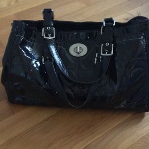 Black patent leather coach purse